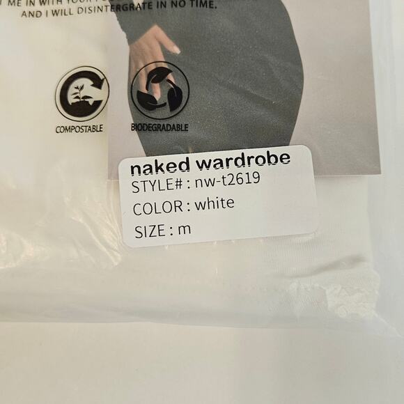 Naked Wardrobe White Smooth Side Asymmetrical Crop Top Women's Medium - Picture 4 of 4